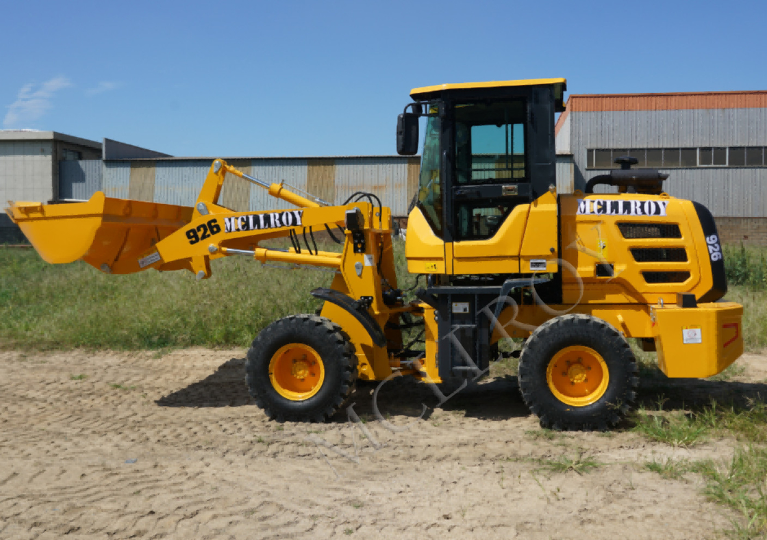 28km/h Yunnei Engine 1.5 Ton Wheel Loader  Bucket Length 1.9m